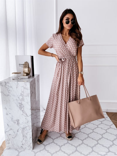 Slit Open Polka Dot Pattern Dresses