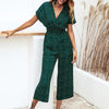 Wide Leg Polka Dotted Pattern Jumpsuits