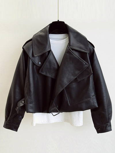 Street Style Leather Cropped Biker Jackets