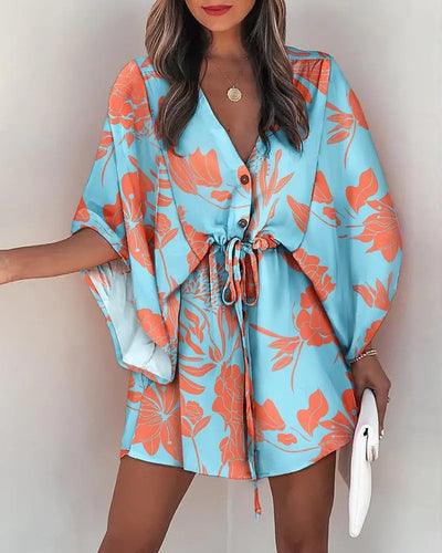 Creative Floral Pattern Boho Robe Dresses