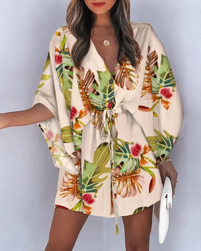 Creative Floral Pattern Boho Robe Dresses