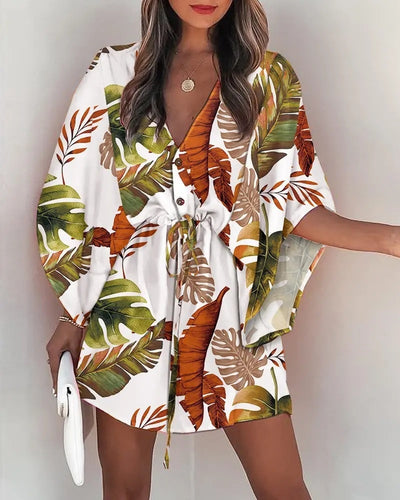 Creative Floral Pattern Boho Robe Dresses