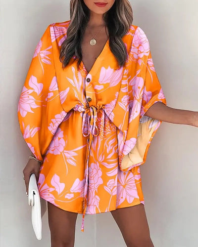 Creative Floral Pattern Boho Robe Dresses