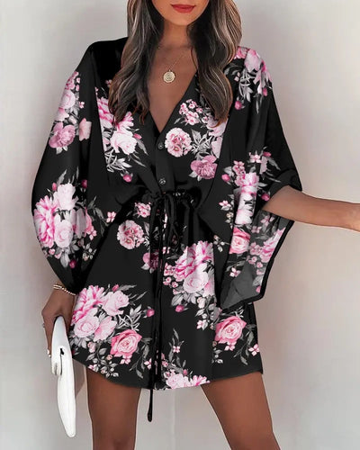 Creative Floral Pattern Boho Robe Dresses