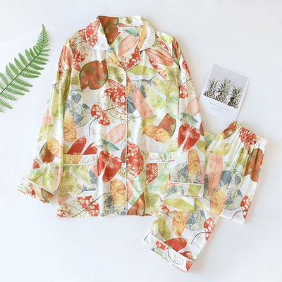 100% Viscose Creative Leaf Print Lounge Set