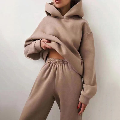 Casual Solid Color 2 Piece Hooded Sweatsuits