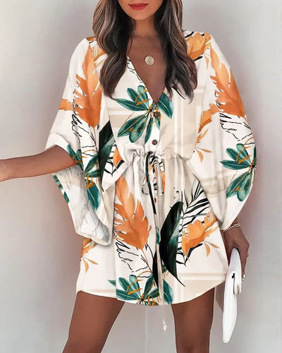 Creative Floral Pattern Boho Robe Dresses