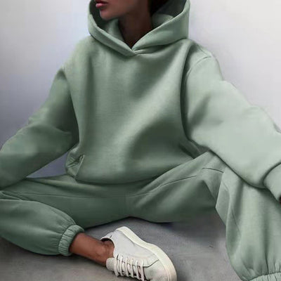 Casual Solid Color 2 Piece Hooded Sweatsuits