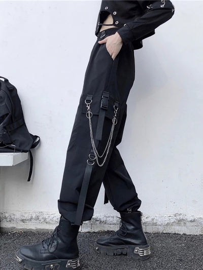 Street Style Hip Hop Chain Studded Pants