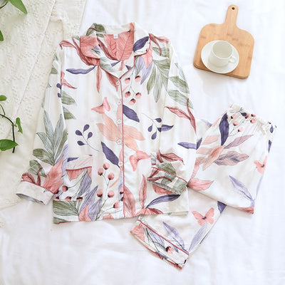 100% Viscose Creative Leaf Print Lounge Set